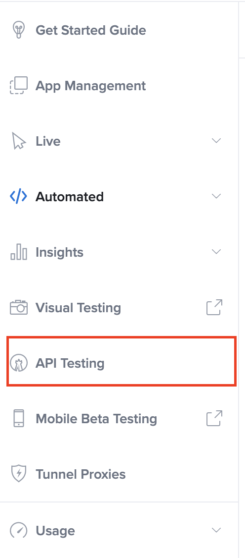 Navigating to API Testing