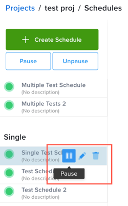 Test Schedule Options