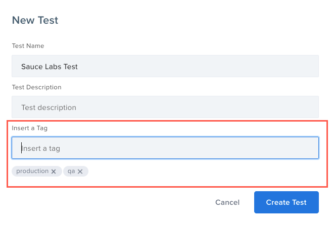 Tag Component - create new test