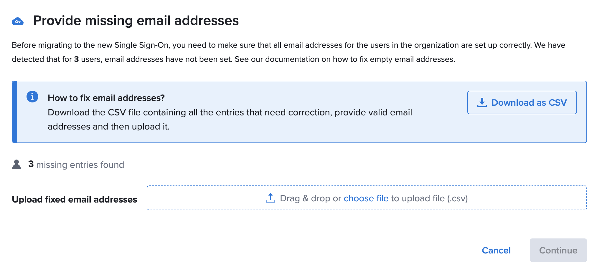 Provide Missing Email Addresses