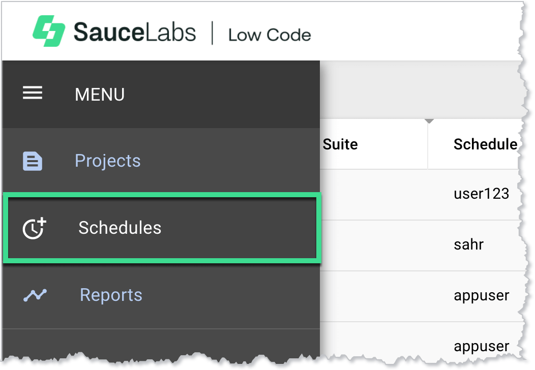 Navigating to the Schedules page