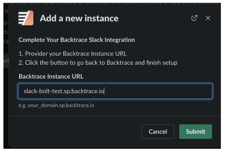 add backtrace instance URL