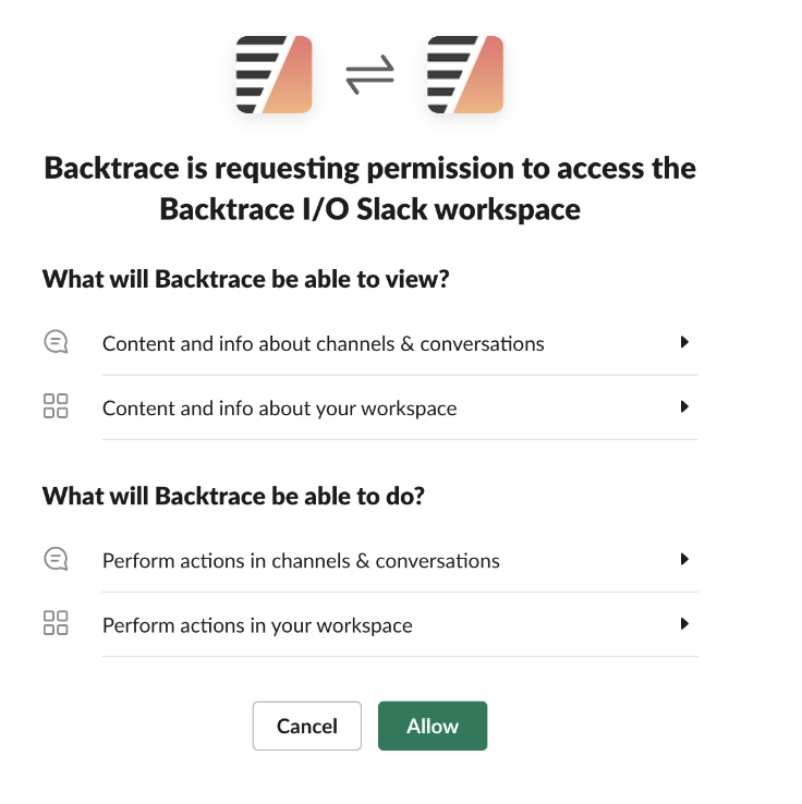 allow backtrace to access slack integration