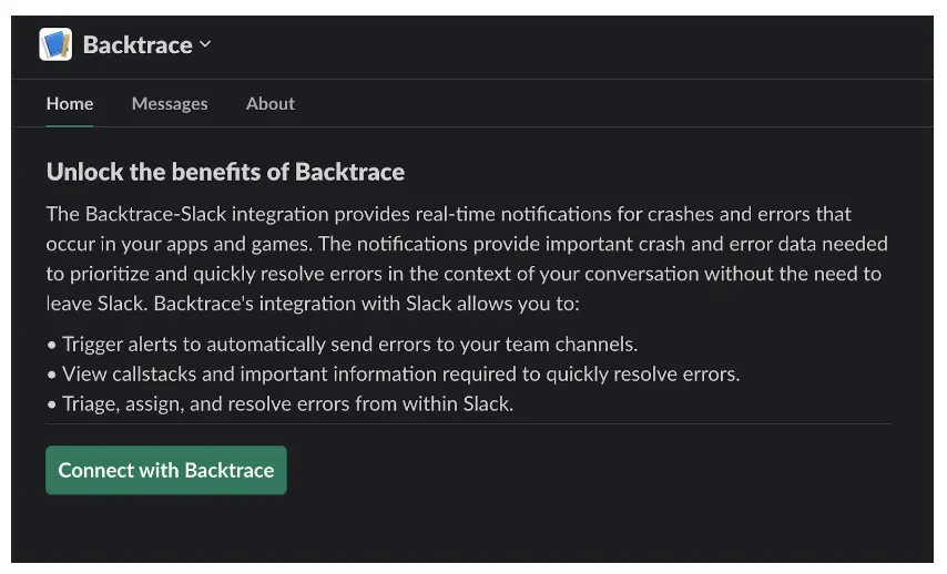 connect with backtrace