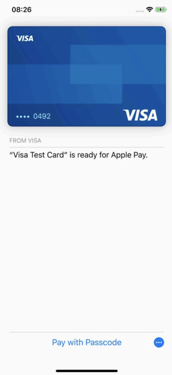 Apple Pay setup - Add new card