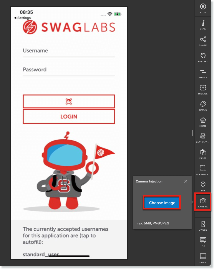 Camera image injection navigation