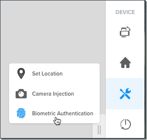 Biometric toolbar icons