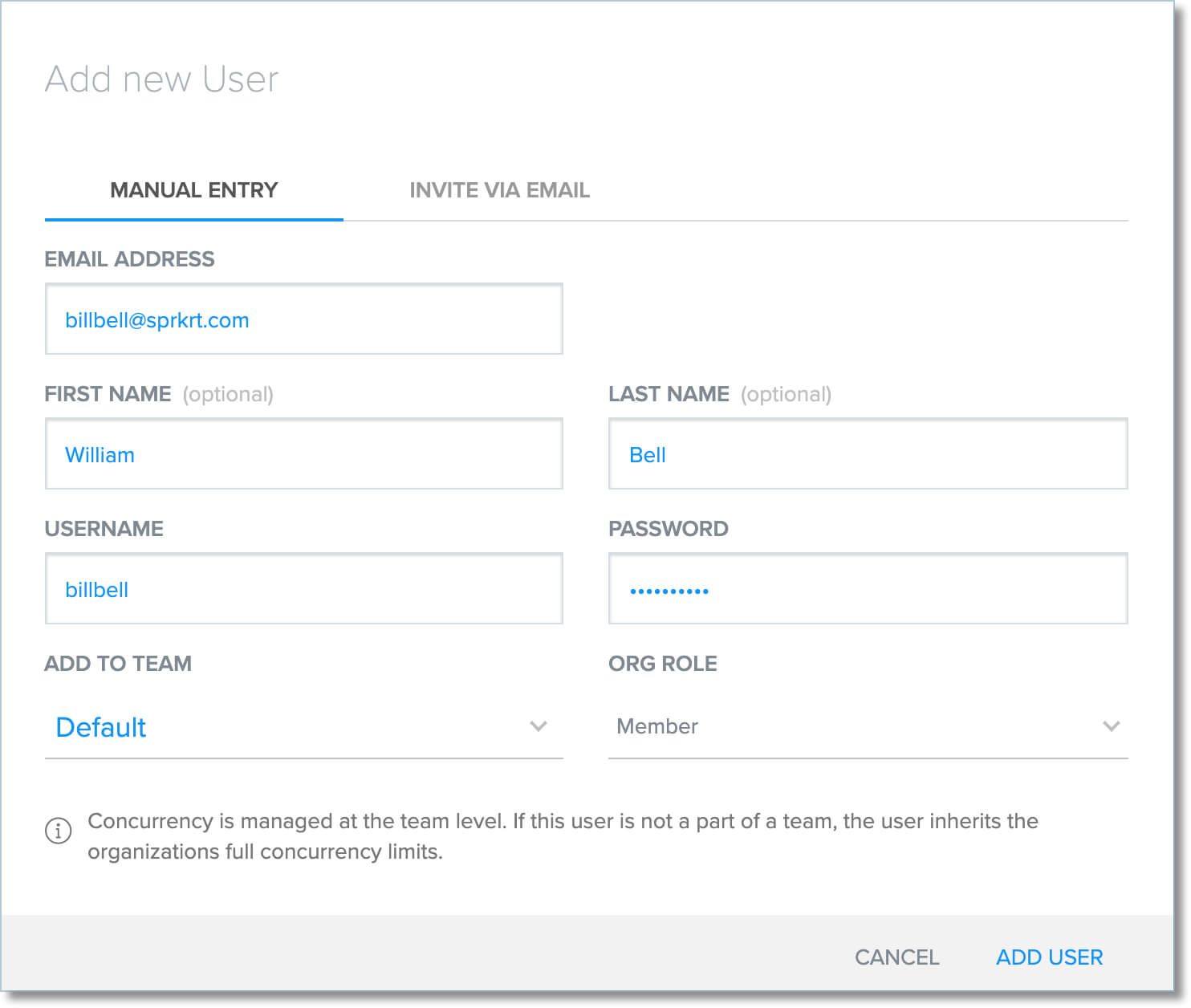 Add new user - manually