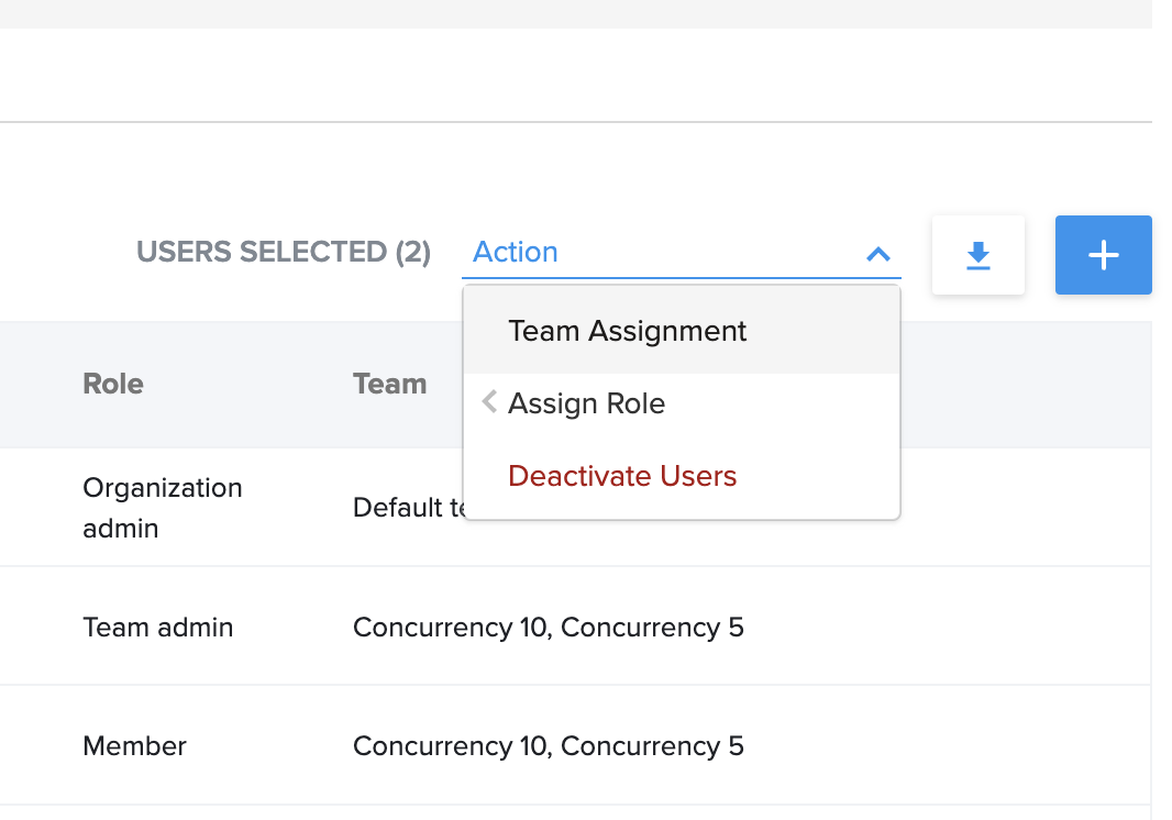 Team assignment option