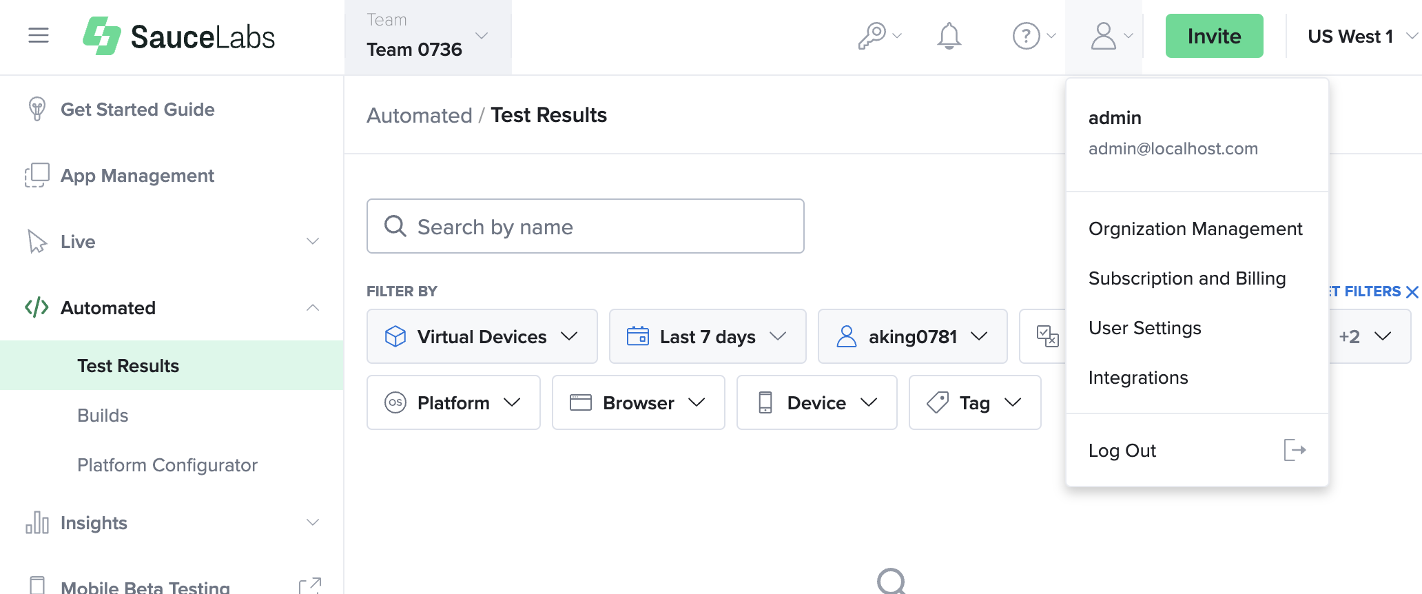 Organization management billing navigation