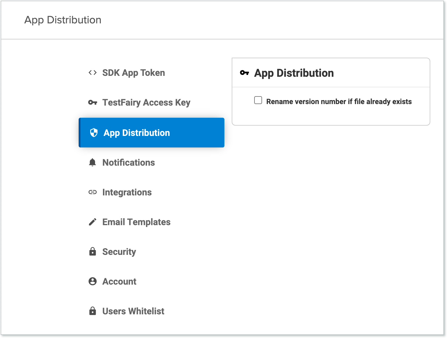 App Distribution page