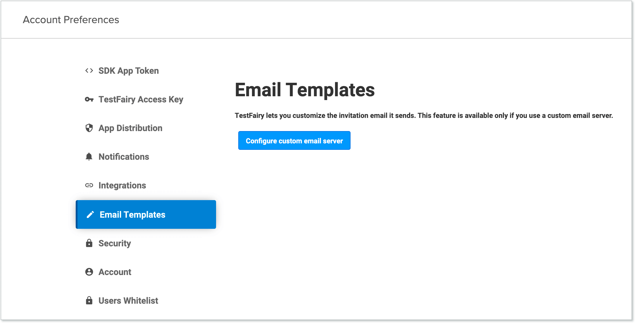 Email templates page